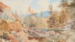 Pohled na Upper Hutt Valley z roku 1868, dílo Nicholase Chevaliera